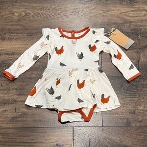 NWT Kyte BABY 6-12mo Long Sleeve Twirl Bodysuit - Chick